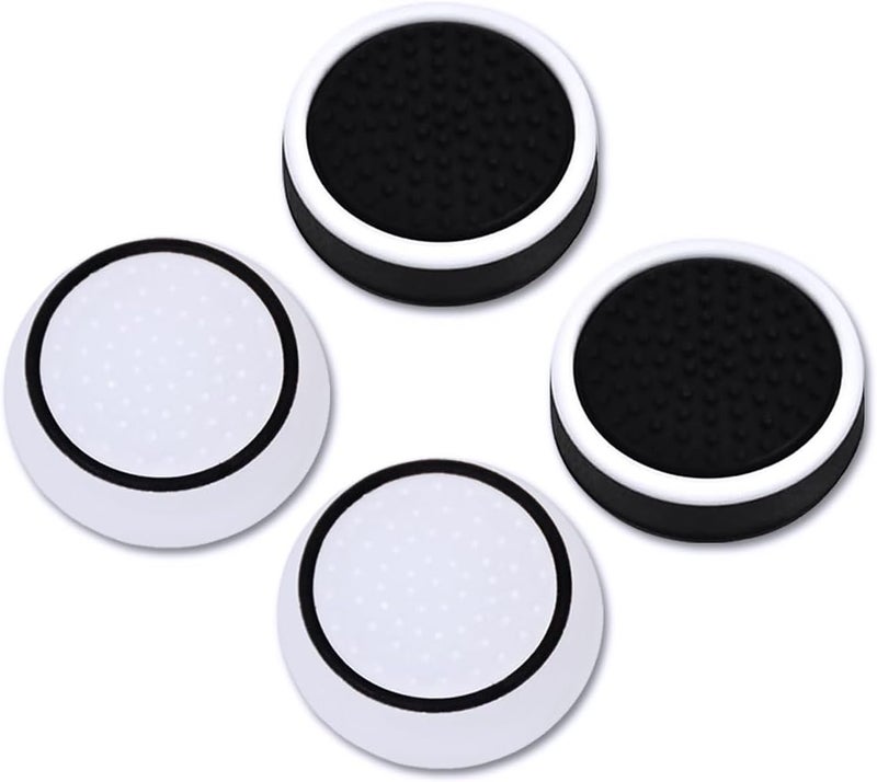 Sunmike PS Portal Thumb Grips Black, Full Protection Analog Stick Cover Silicone Joystick Caps Anti-Scratch & Anti-Slip Thumbstick Replacement Thumb Grips Caps PS Portal Accessories (4 Pcs) - Black&White - Image 1